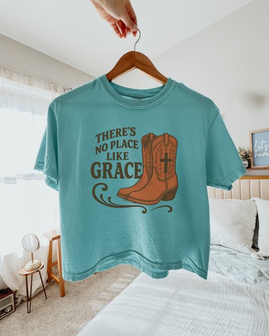 There’s No Place Like Grace Western Christian Tee Faith Cowgirl Shirt