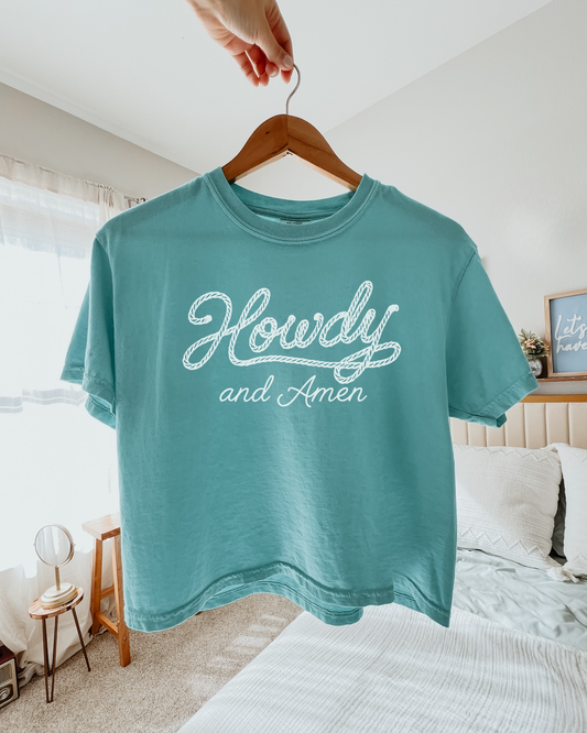 Howdy & Amen Christian Cowgirl Tee Faith-Based Western Shirt