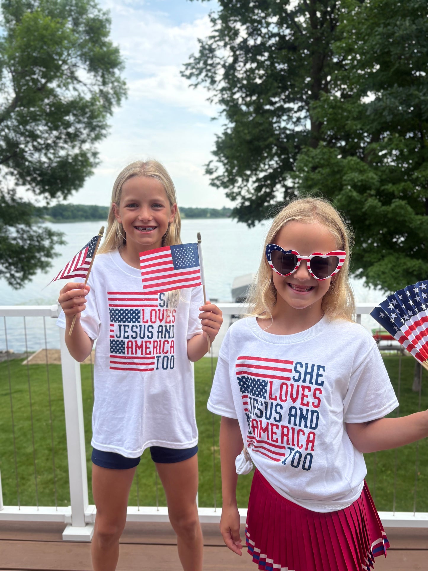 She Loves Jesus and America Too Shirt Mommy & Me Patriotic Christian Cowgirl Tee