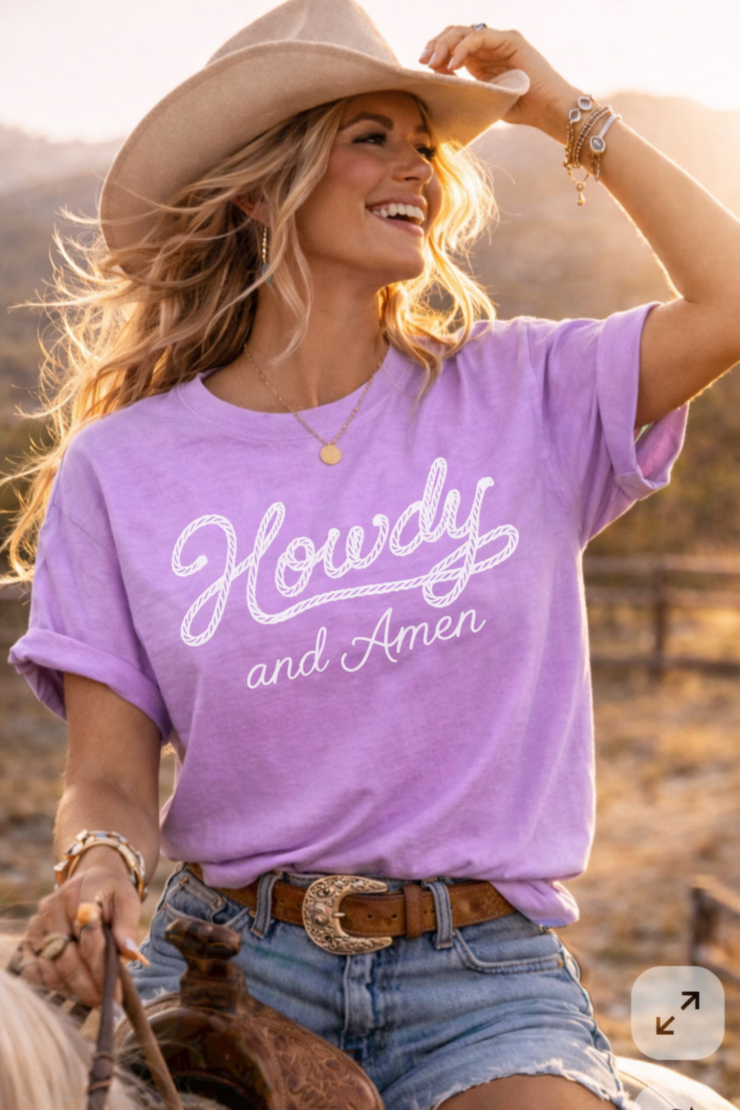 Howdy & Amen Christian Cowgirl Tee Faith-Based Western Shirt