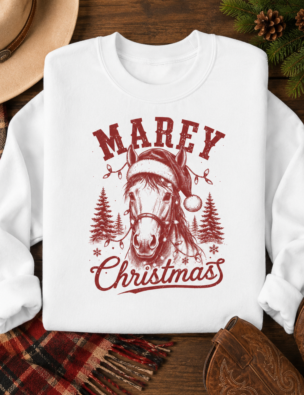 Mare-y Christmas Horse Sweatshirt Western Christmas Crewneck