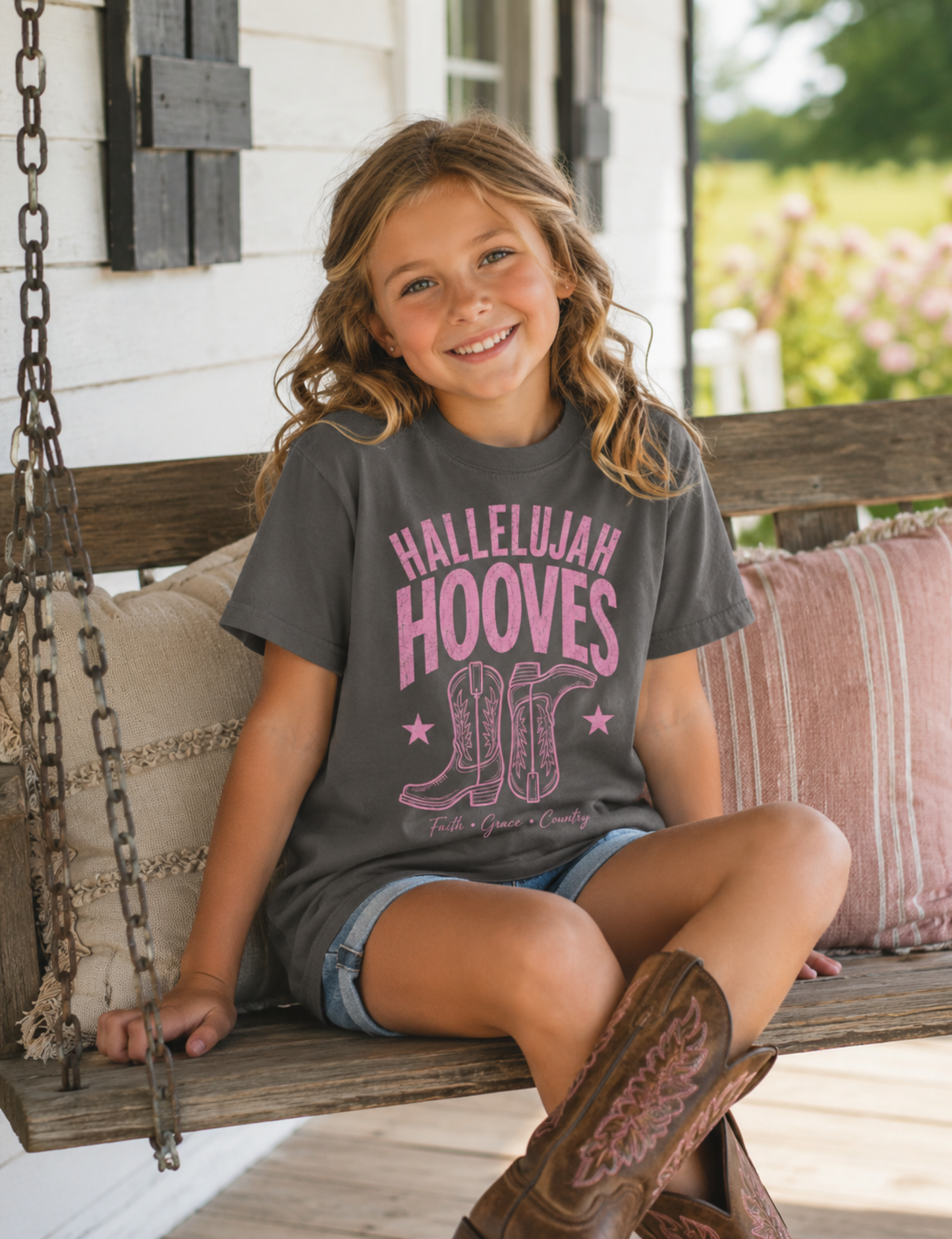 Youth Hallelujah Hooves Western Graphic Tee | Christian Cowgirl Shirt