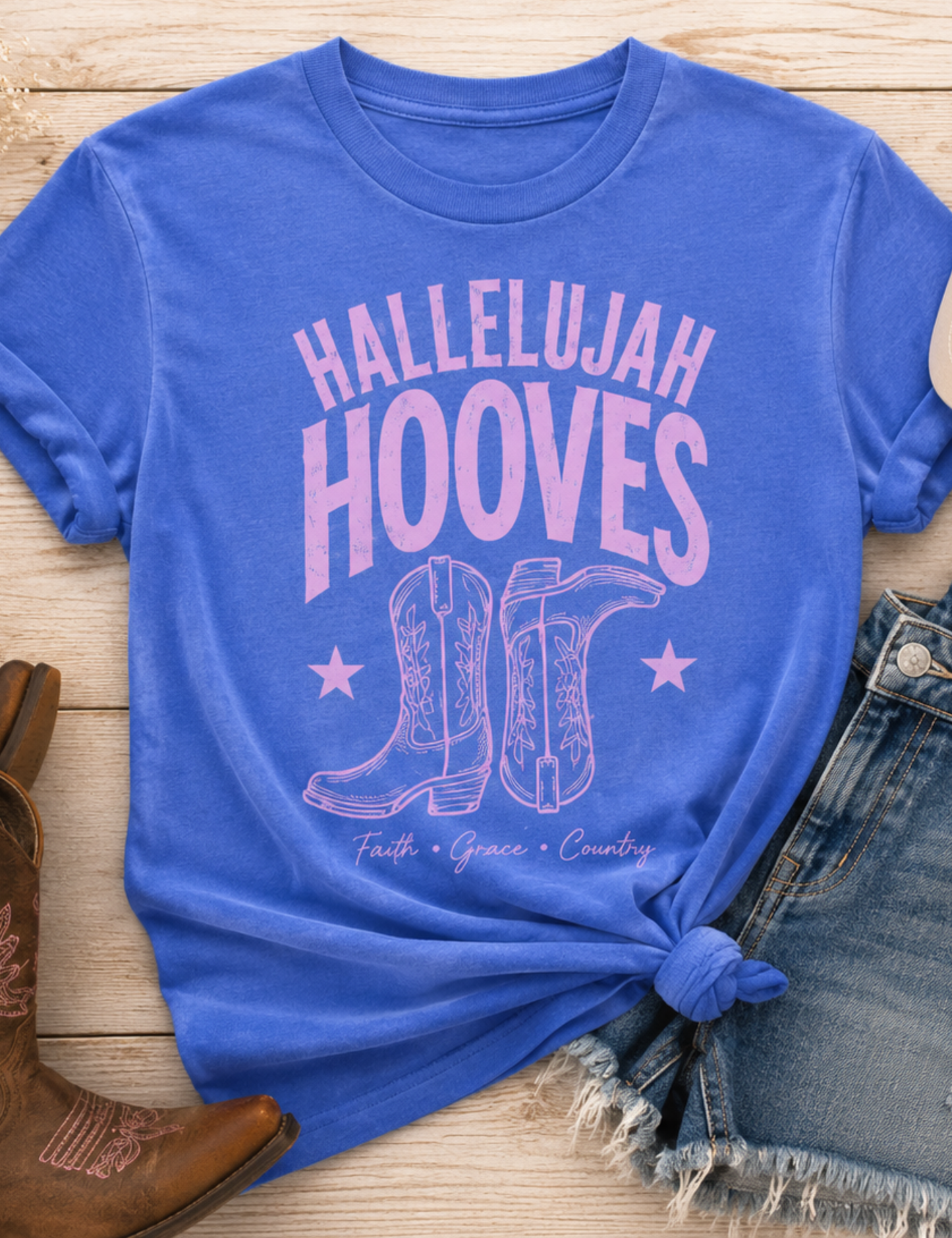 Youth Hallelujah Hooves Western Graphic Tee | Christian Cowgirl Shirt