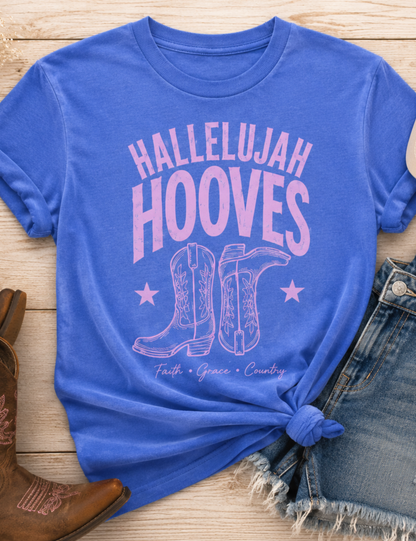 Youth Hallelujah Hooves Western Graphic Tee | Christian Cowgirl Shirt