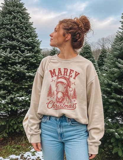 Mare-y Christmas Horse Sweatshirt Western Christmas Crewneck