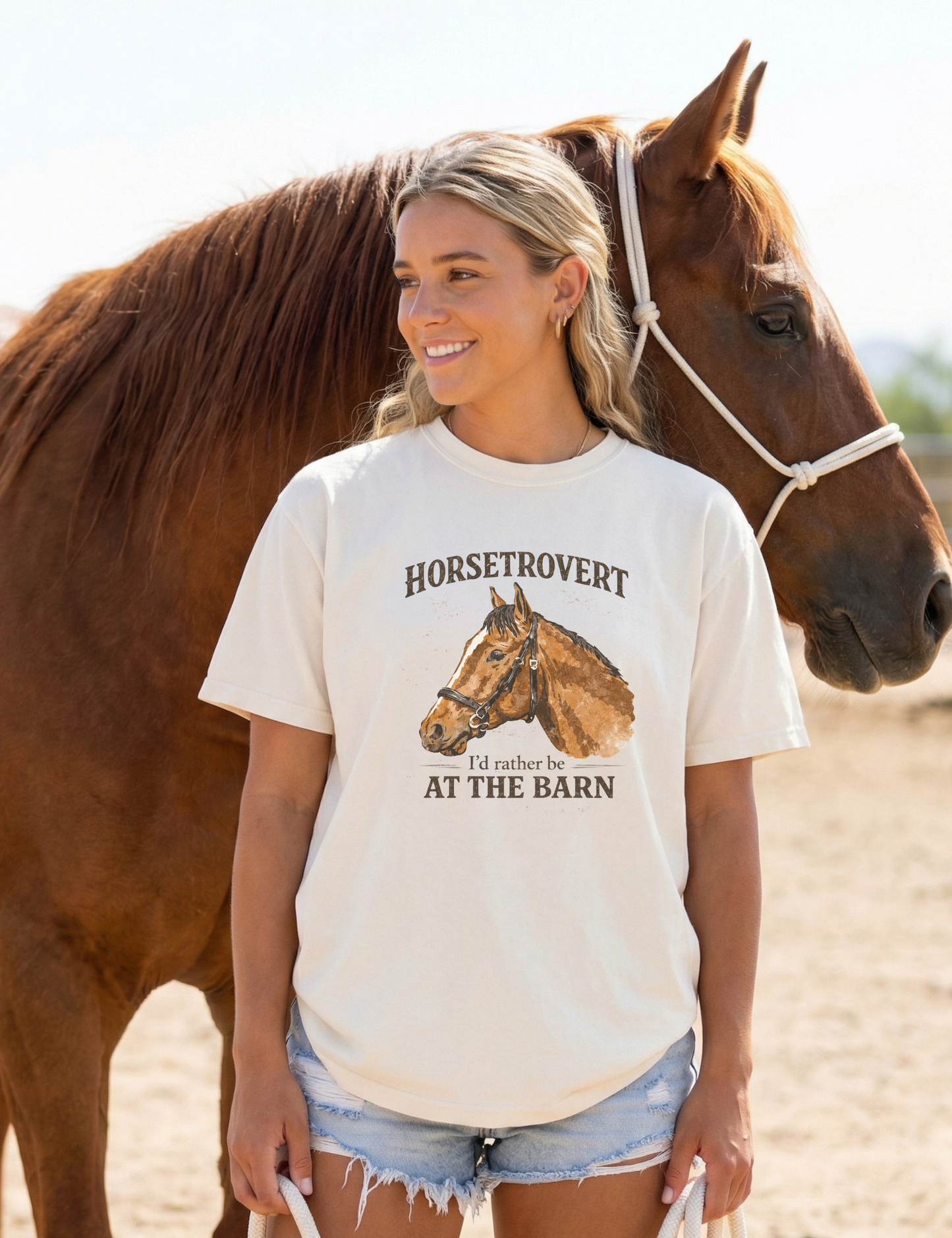 Horsetrovert Tee – I’d Rather Be at the Barn Western Horse Girl Shirt