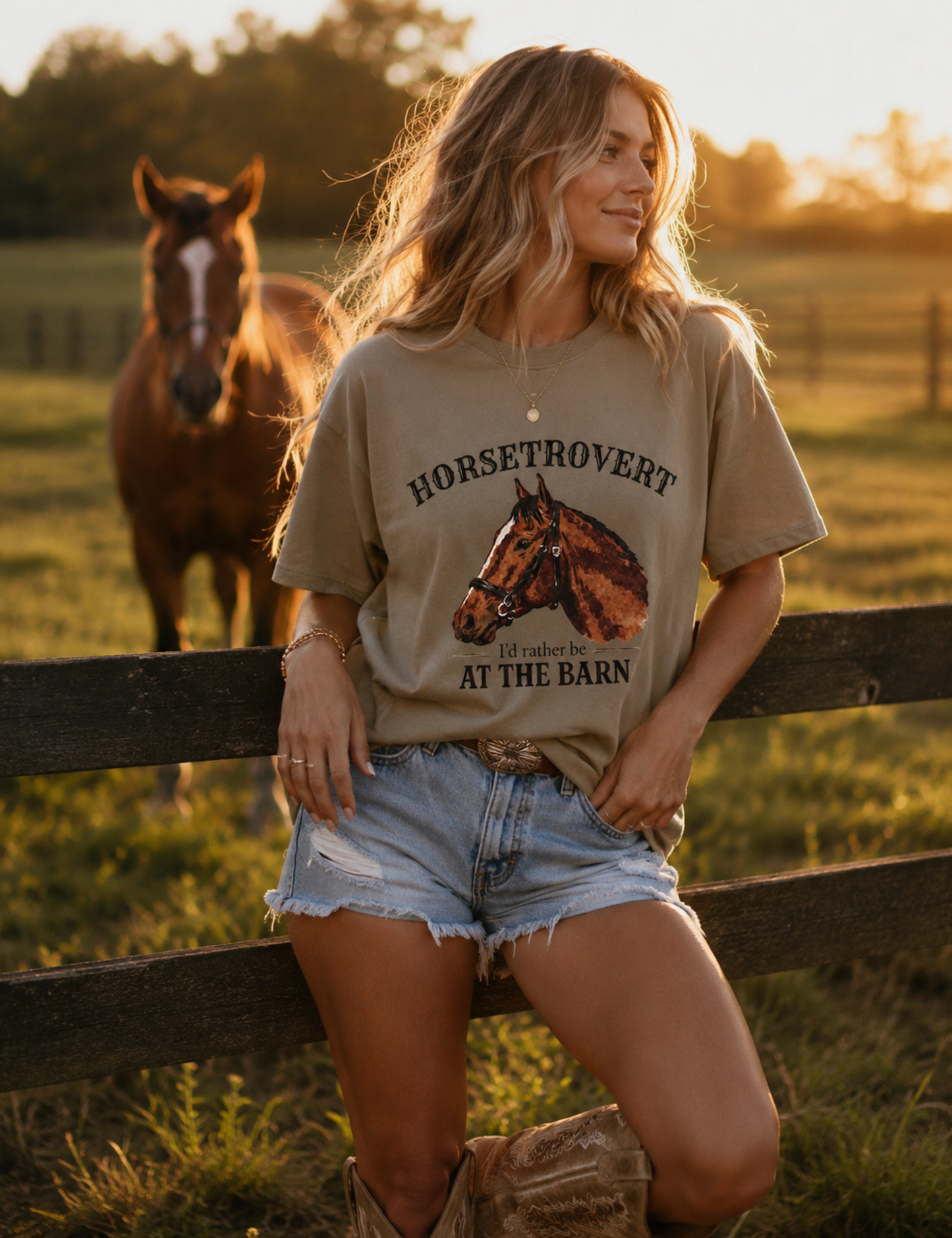 Horsetrovert Tee – I’d Rather Be at the Barn Western Horse Girl Shirt