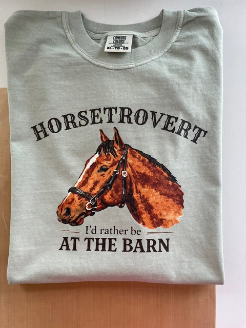 Horsetrovert Tee – I’d Rather Be at the Barn Western Horse Girl Shirt
