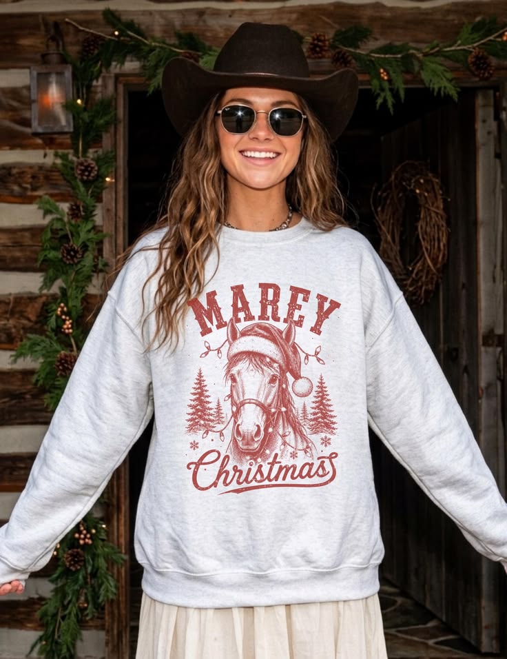 Mare-y Christmas Horse Sweatshirt Western Christmas Crewneck
