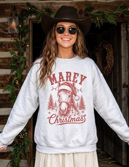 Mare-y Christmas Horse Sweatshirt Western Christmas Crewneck