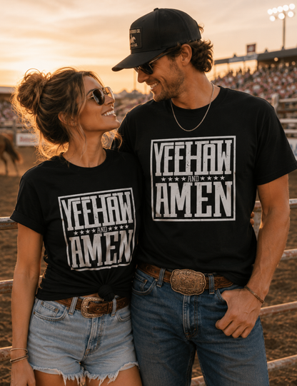 Yeehaw & Amen Matching Couple Tees