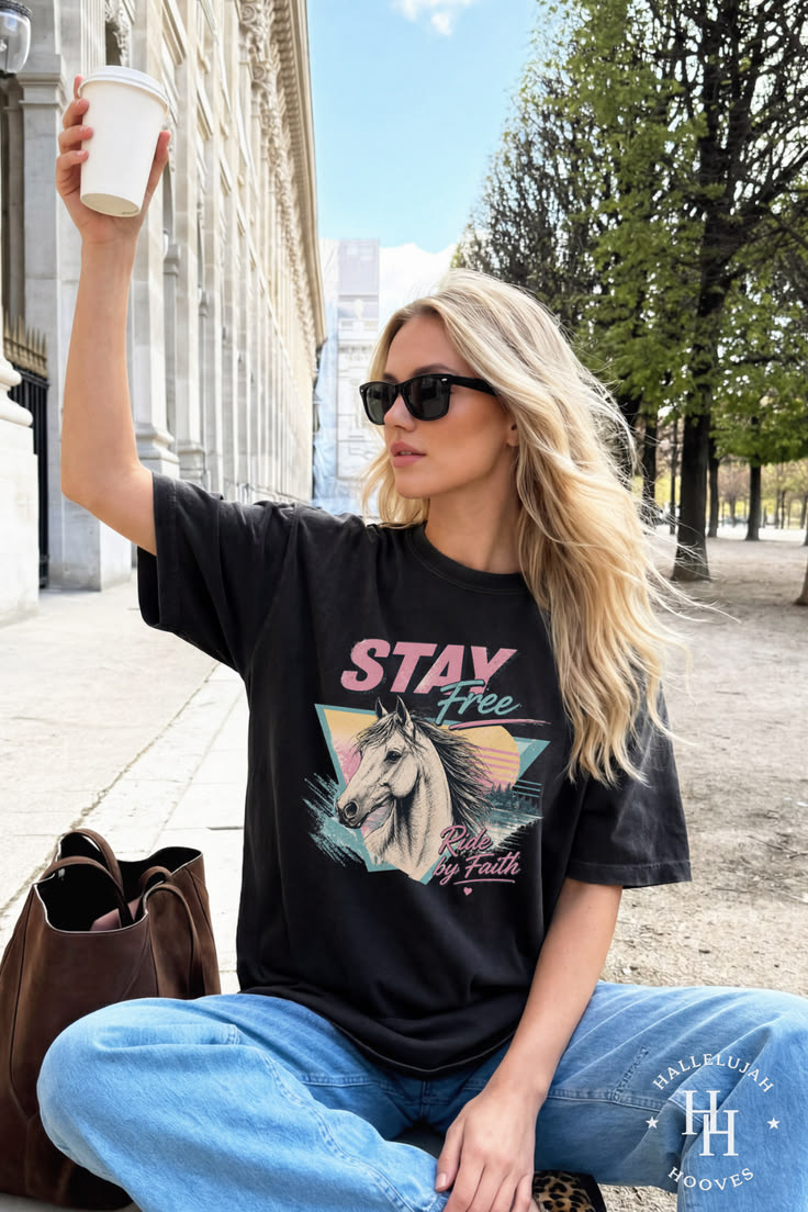 Stay Free Retro Horse Tee Vintage Inspired Western Graphic Tee