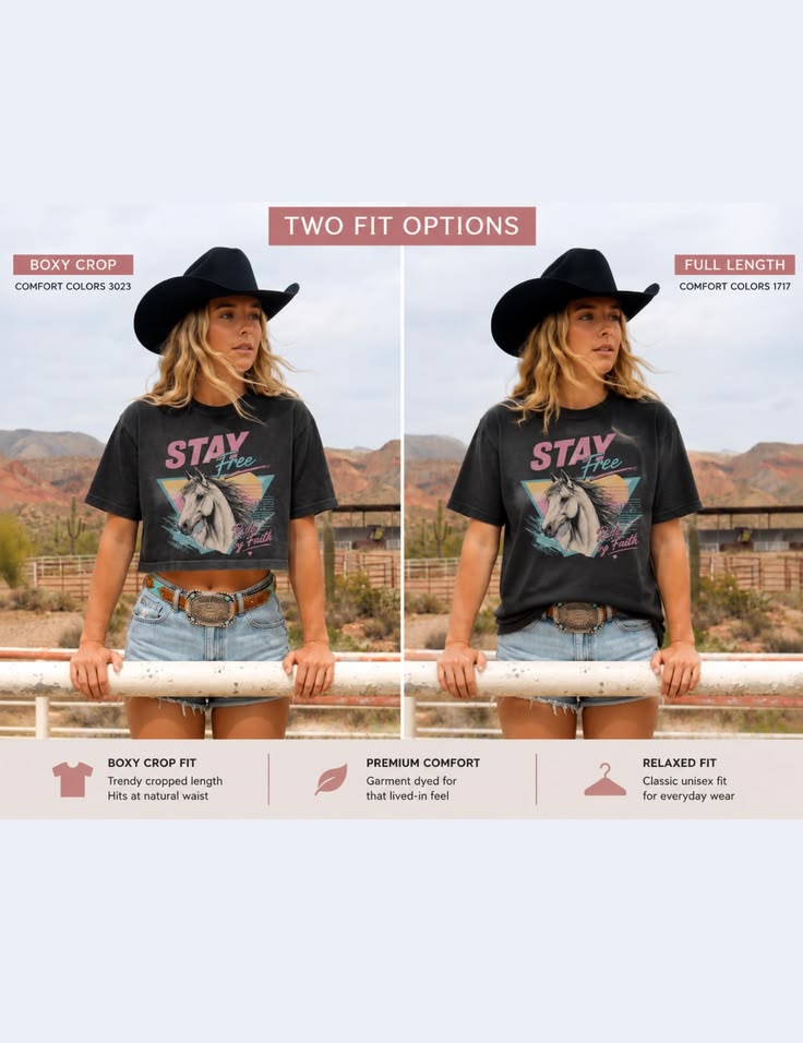 Stay Free Retro Horse Tee Vintage Inspired Western Graphic Tee