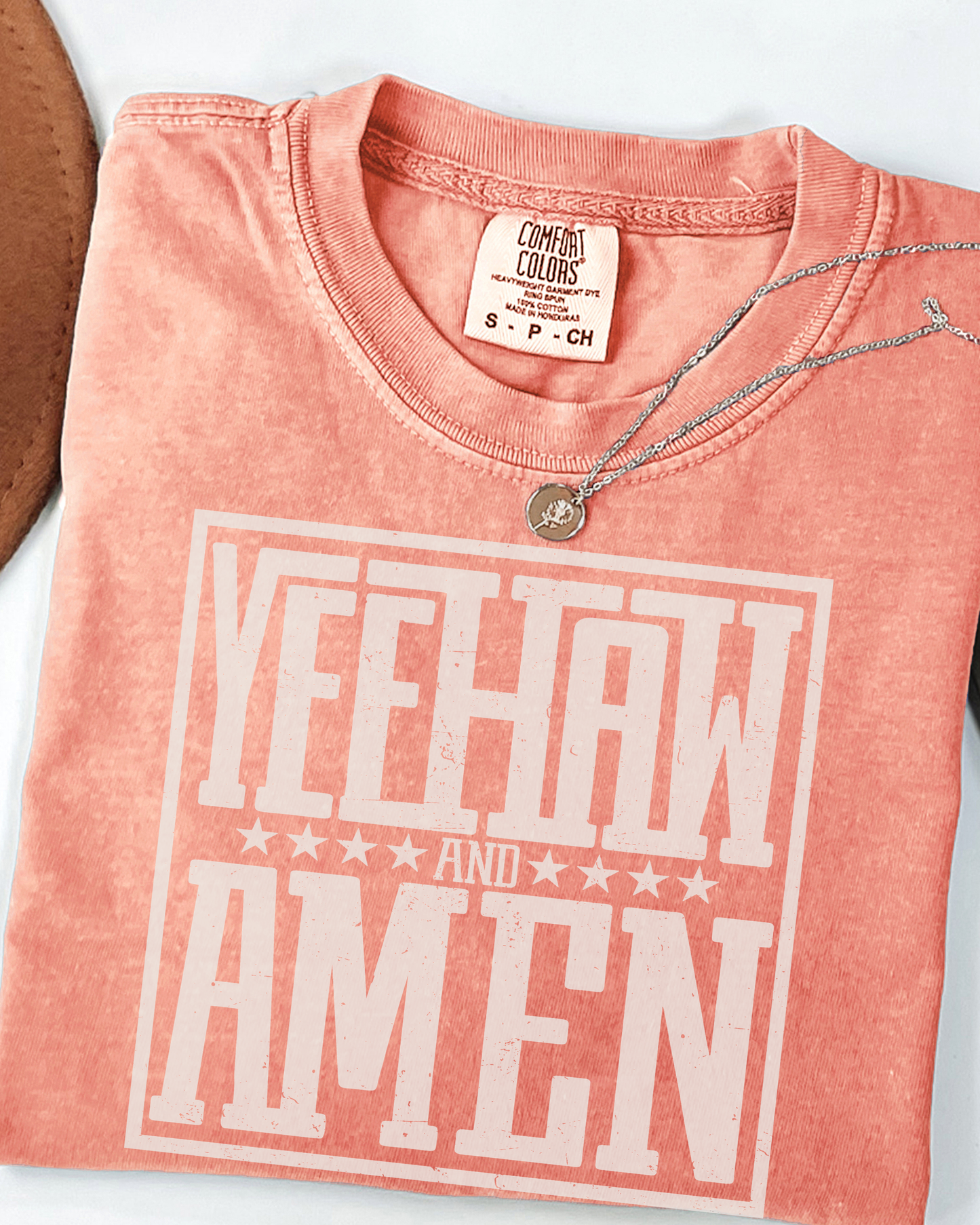 Yeehaw and Amen Western Summer Tee Terracotta