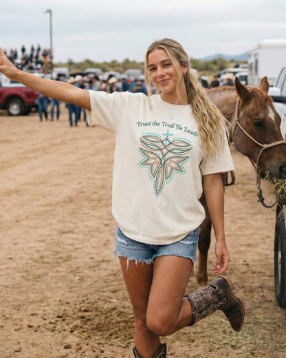 Trust the Trail He Leads Tee | Faith-Inspired Western Graphic Tee