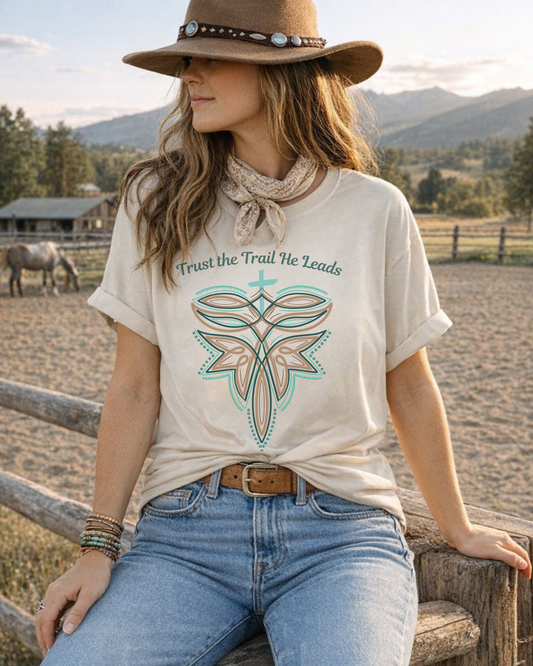 Trust the Trail He Leads Tee | Faith-Inspired Western Graphic Tee