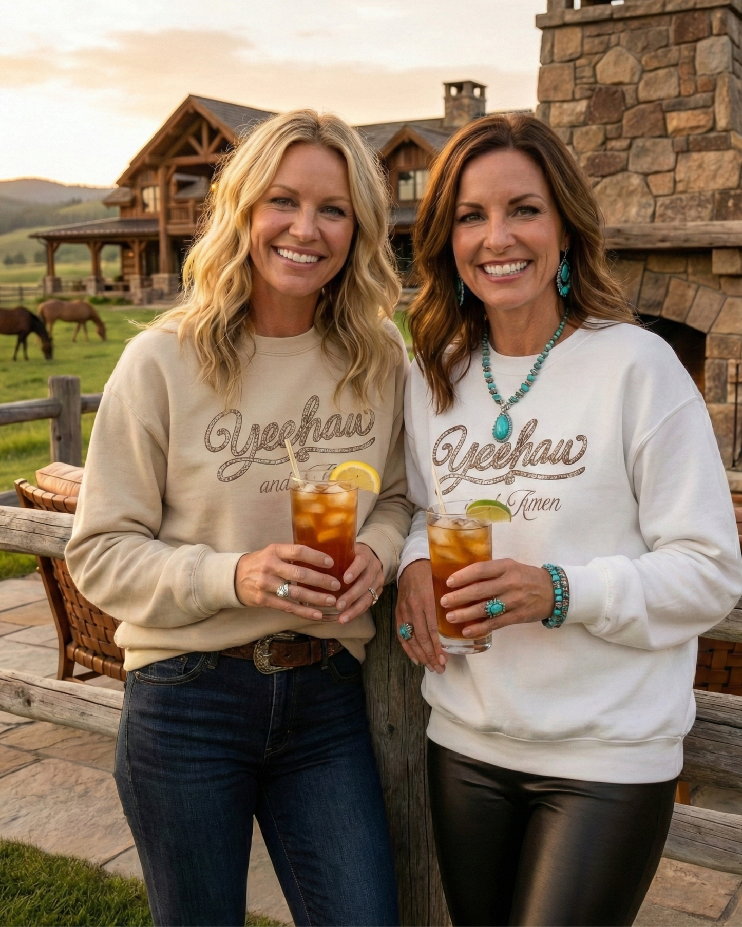Yeehaw & Amen Crew Sweatshirt Faith-Inspired Western Pullover