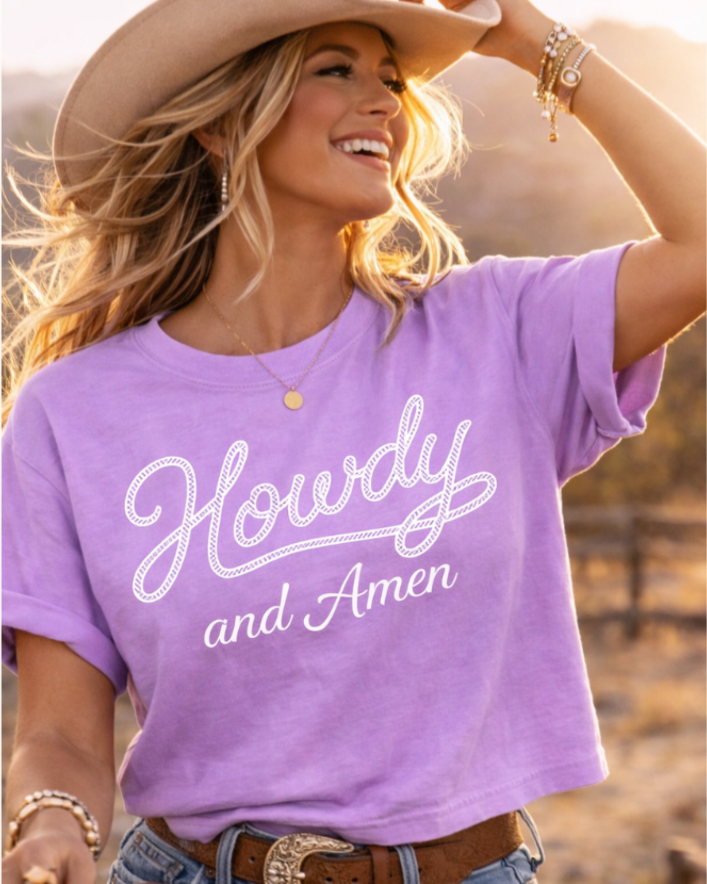 Howdy & Amen Christian Cowgirl Tee Faith-Based Western Shirt