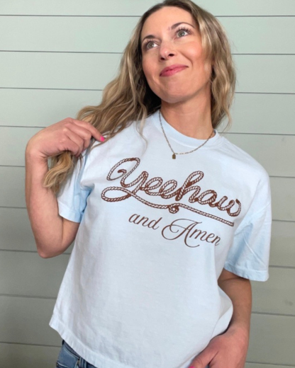Yeehaw & Amen Christian Cowgirl Tee
