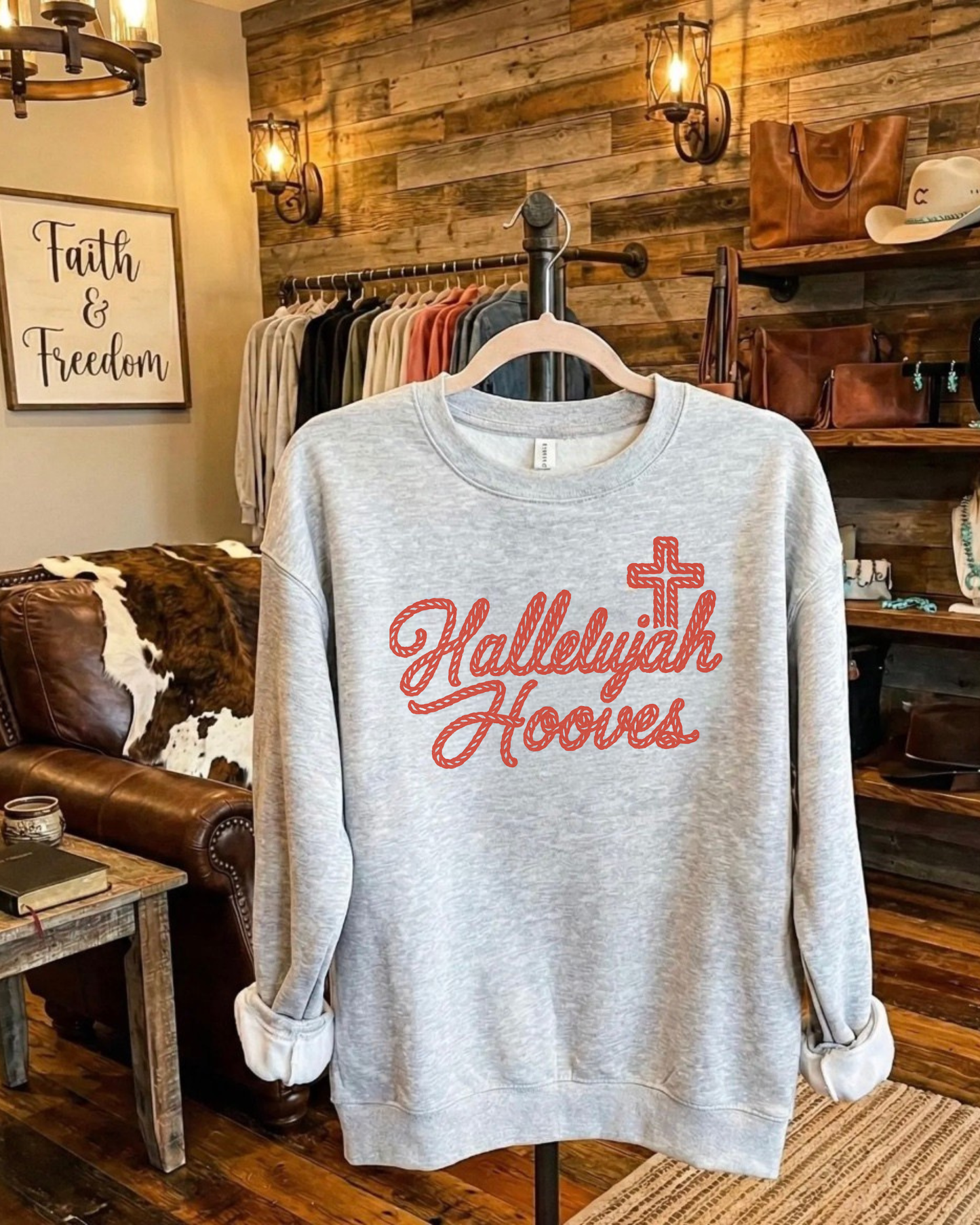 Western Faith Sweatshirt | Cowgirl Christian Sweatshirt | Hallelujah Hooves™  Crew
