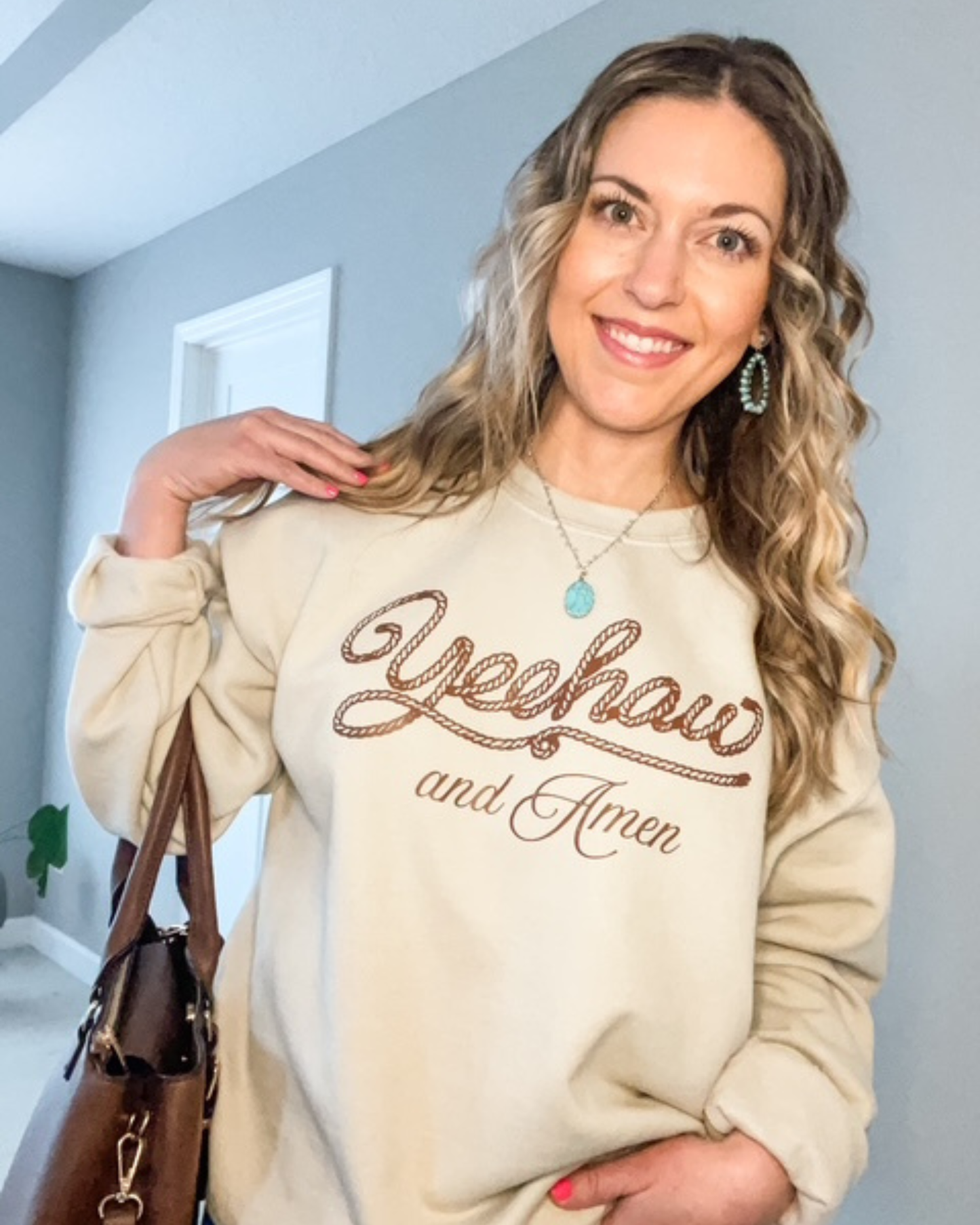 Yeehaw & Amen Crew Sweatshirt Faith-Inspired Western Pullover