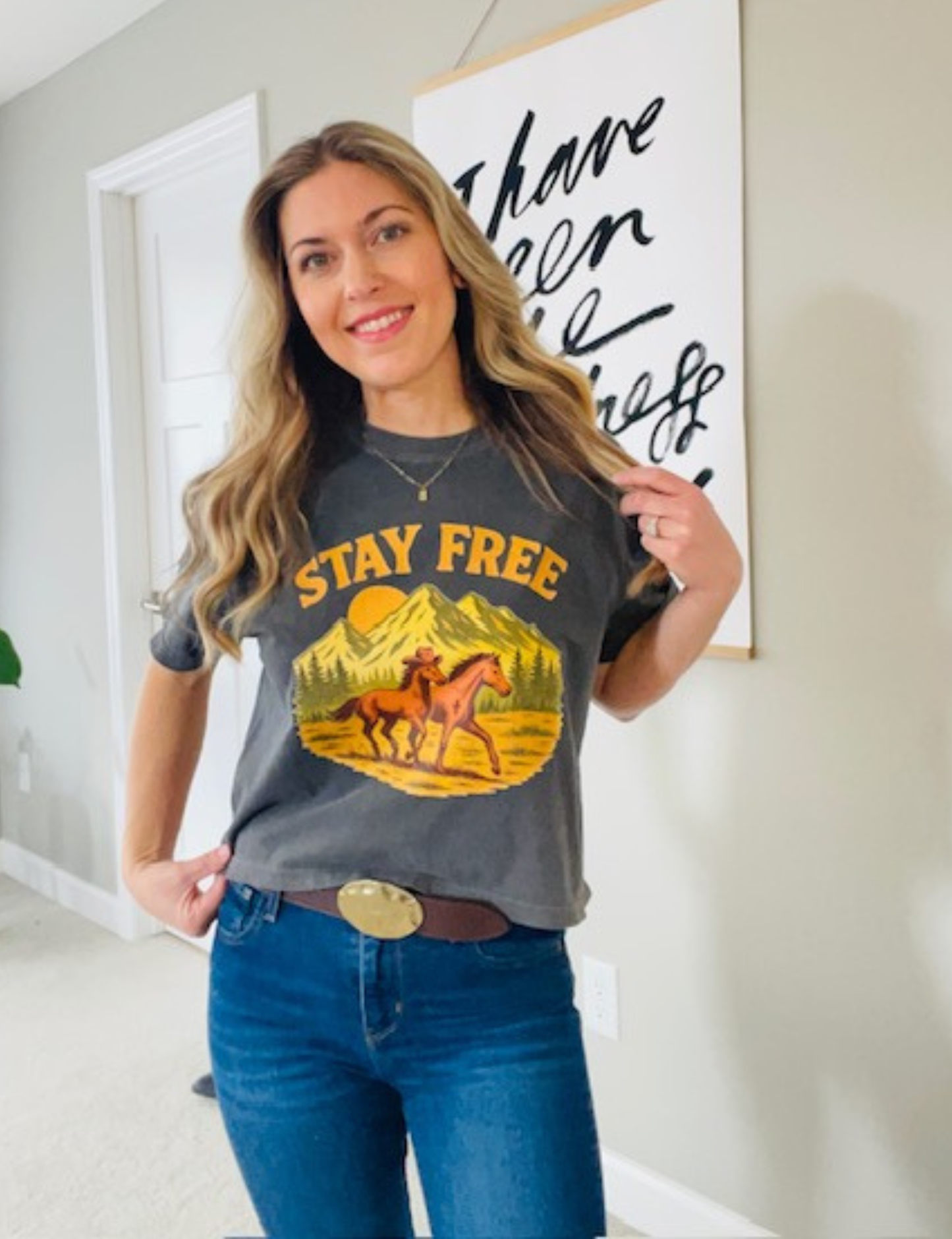 Stay Free Western Graphic Tee Vintage Inspired Horse Shirt