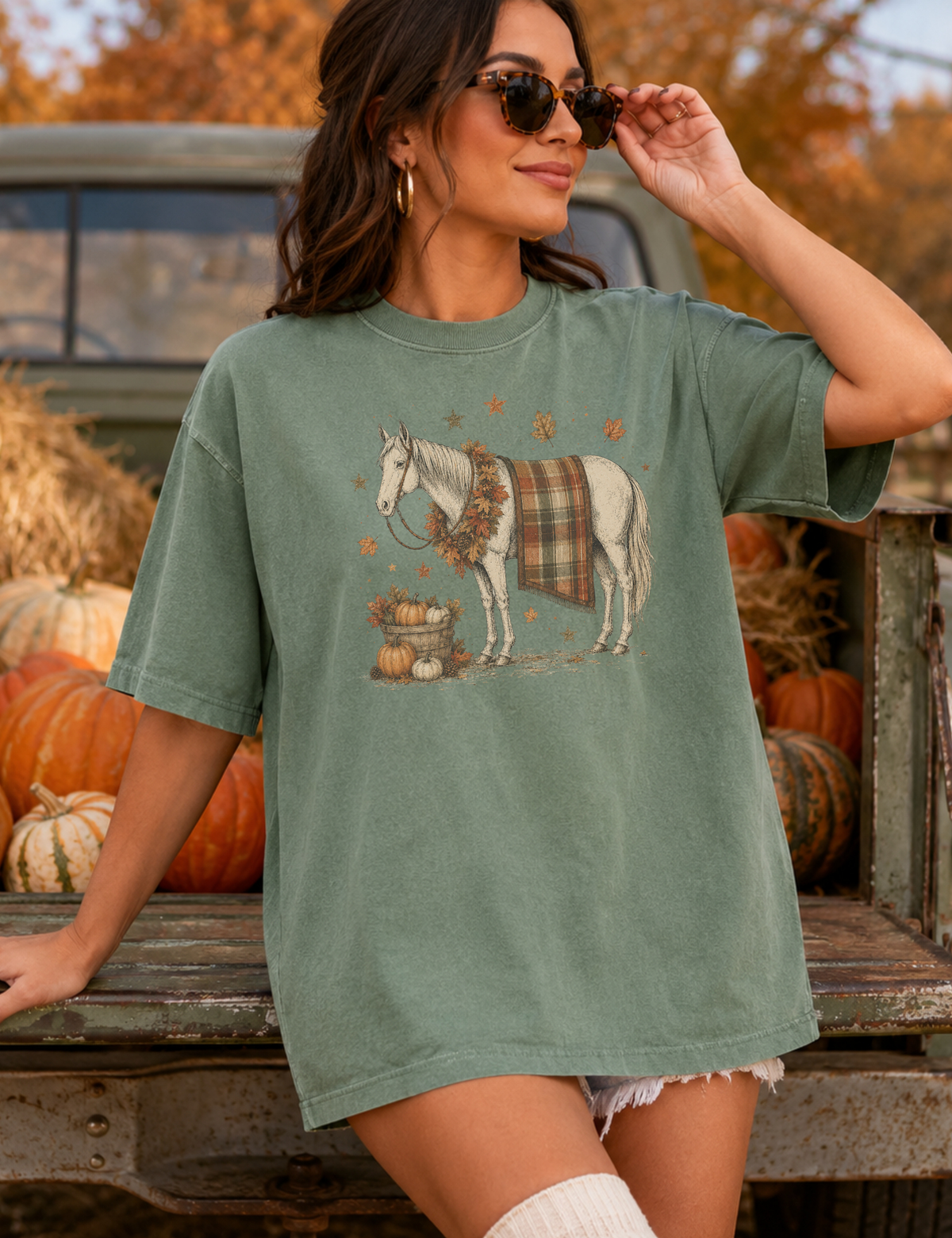 Fall Horse Tee Western Autumn Horse Shirt