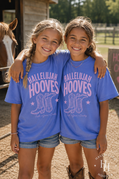 Youth Hallelujah Hooves Western Graphic Tee | Christian Cowgirl Shirt