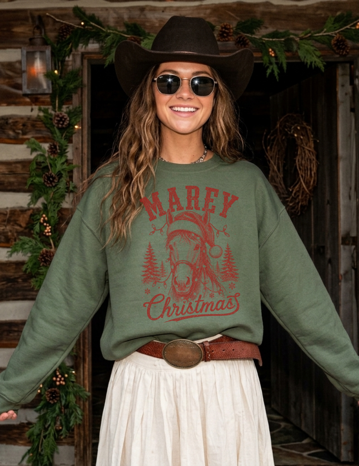 Mare-y Christmas Horse Sweatshirt Western Christmas Crewneck