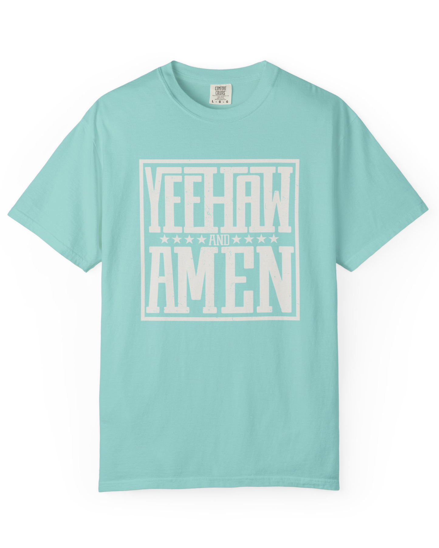 Yeehaw and Amen Chalky Mint Comfort Colors 1717 Tee