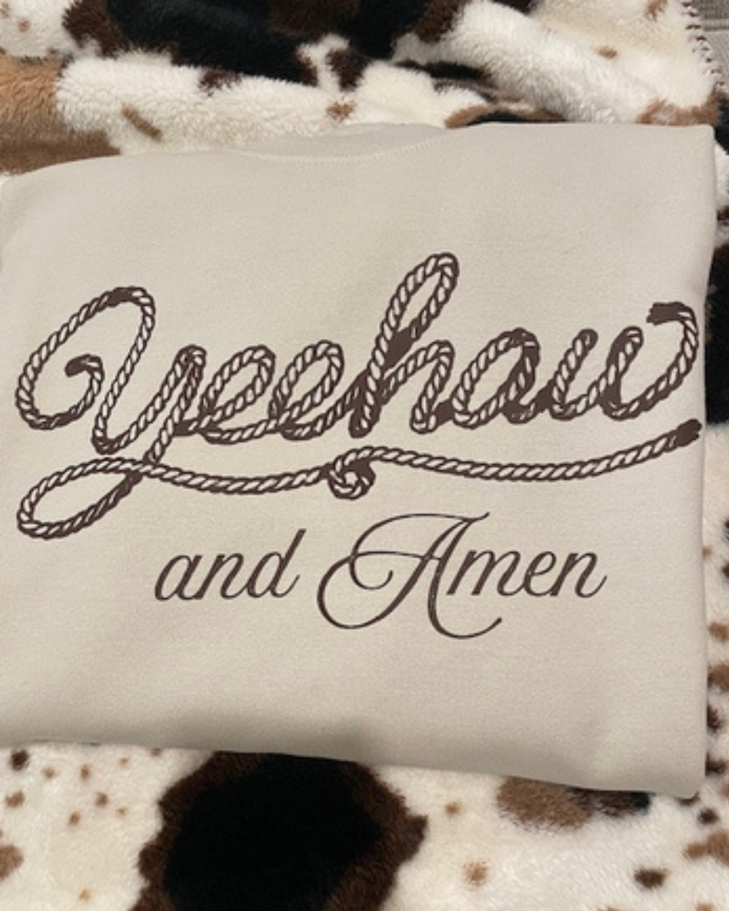 Yeehaw & Amen Crew Sweatshirt Faith-Inspired Western Pullover